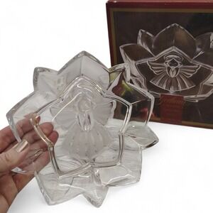 Gorham Angel Star Dish 7.5" Holiday Traditions Crystal Glass Plate Christmas (F8